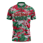 South Sydney Rabbitohs Rugby Zipper Polo Shirt Graffiti Typography Urban Camo Abstract Street Style