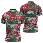 South Sydney Rabbitohs Rugby Zipper Polo Shirt Graffiti Typography Urban Camo Abstract Street Style