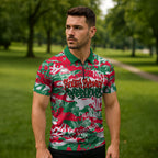 South Sydney Rabbitohs Rugby Zipper Polo Shirt Graffiti Typography Urban Camo Abstract Street Style