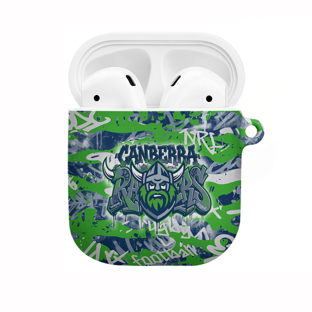 Canberra Raiders Rugby AirPods Case Graffiti Typography Urban Camo Abstract Street Style