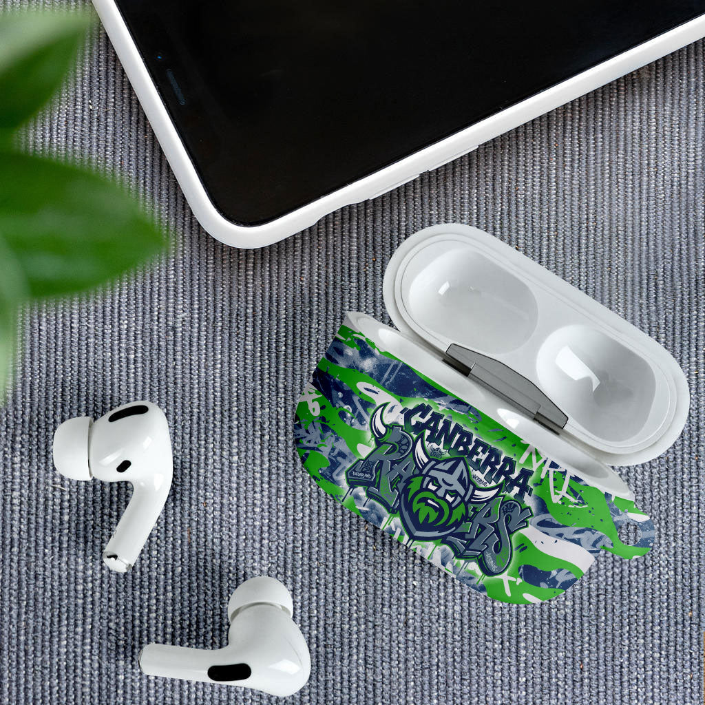 Canberra Raiders Rugby AirPods Case Graffiti Typography Urban Camo Abstract Street Style