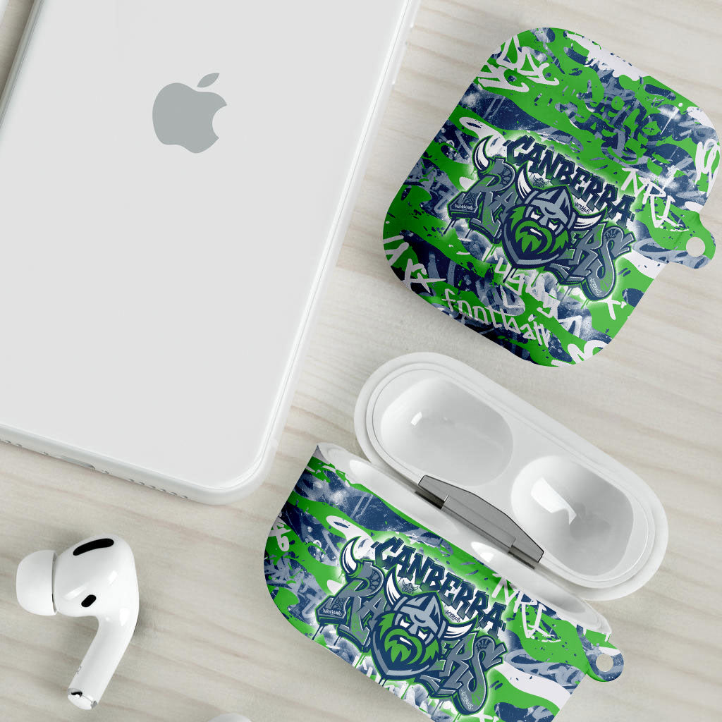 Canberra Raiders Rugby AirPods Case Graffiti Typography Urban Camo Abstract Street Style