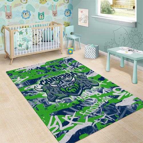 Canberra Raiders Rugby Area Rug Graffiti Typography Urban Camo Abstract Street Style