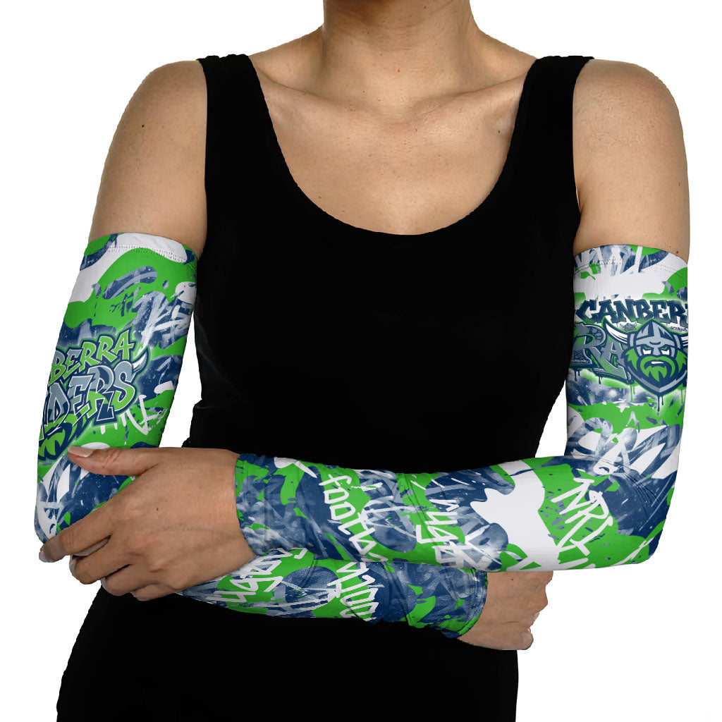 Canberra Raiders Rugby Arm Sleeves Graffiti Typography Urban Camo Abstract Street Style