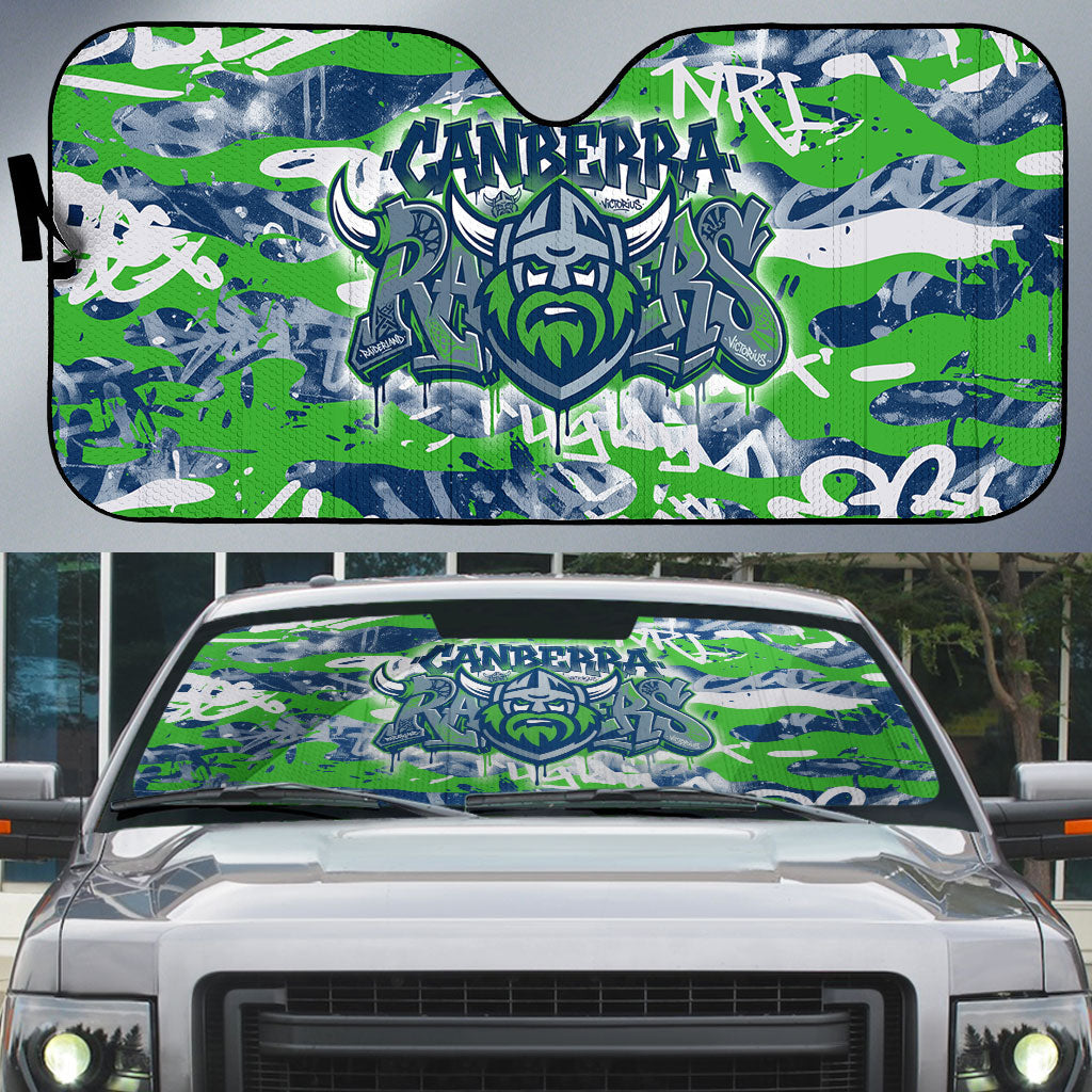 Canberra Raiders Rugby Auto Sun Shade Graffiti Typography Urban Camo Abstract Street Style