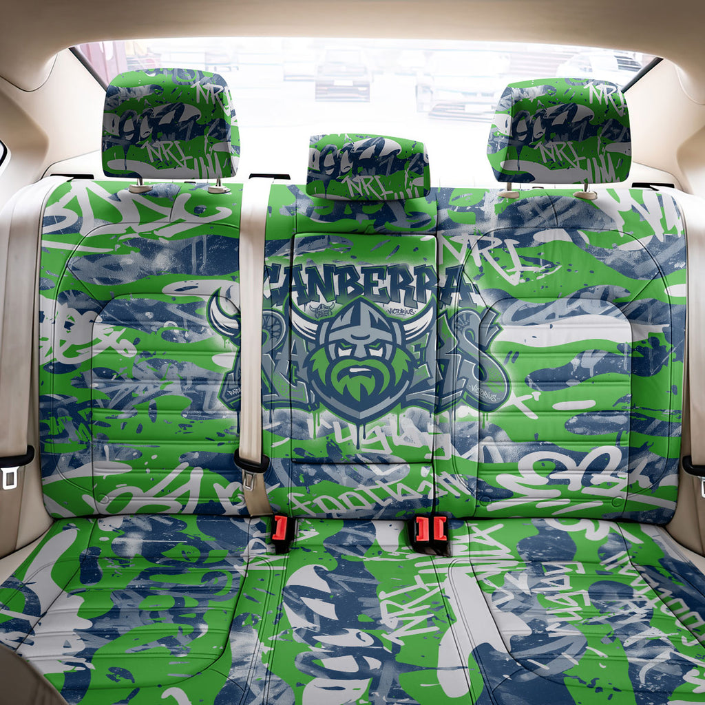 Canberra Raiders Rugby Back Car Seat Cover Graffiti Typography Urban Camo Abstract Street Style