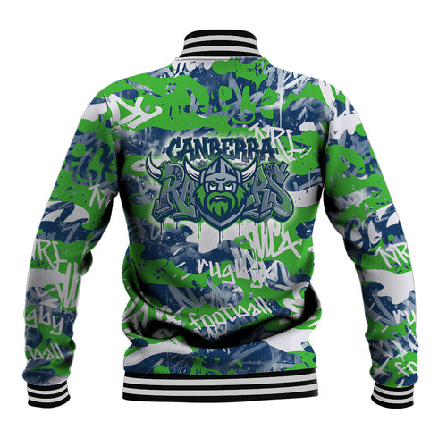 Canberra Raiders Rugby Baseball Jacket Graffiti Typography Urban Camo Abstract Street Style