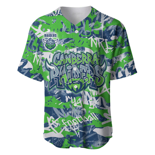 Canberra Raiders Rugby Baseball Jersey Graffiti Typography Urban Camo Abstract Street Style