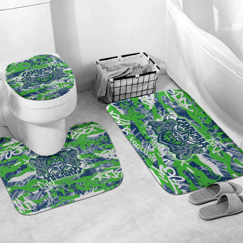 Canberra Raiders Rugby Bathroom Set Graffiti Typography Urban Camo Abstract Street Style