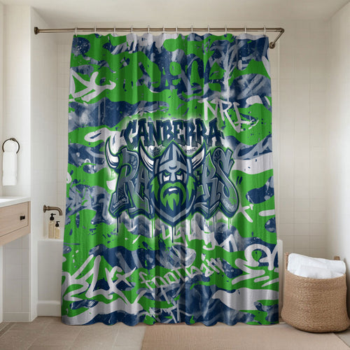 Canberra Raiders Rugby Bathroom Set Graffiti Typography Urban Camo Abstract Street Style