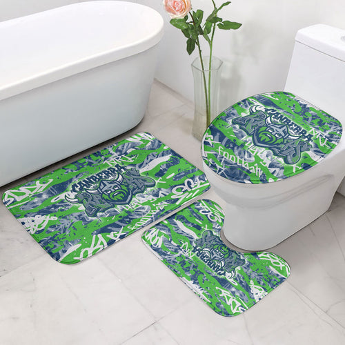 Canberra Raiders Rugby Bathroom Set Graffiti Typography Urban Camo Abstract Street Style