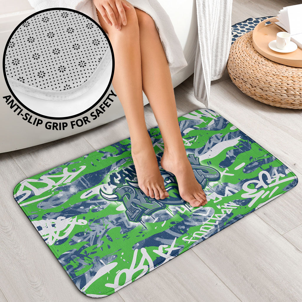 Canberra Raiders Rugby Bathroom Set Graffiti Typography Urban Camo Abstract Street Style