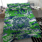 Canberra Raiders Rugby Bedding Set Graffiti Typography Urban Camo Abstract Street Style