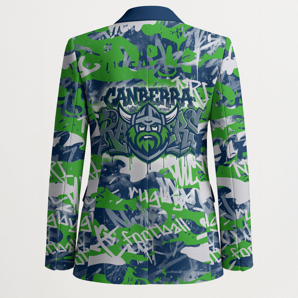 Canberra Raiders Rugby Blazer Graffiti Typography Urban Camo Abstract Street Style
