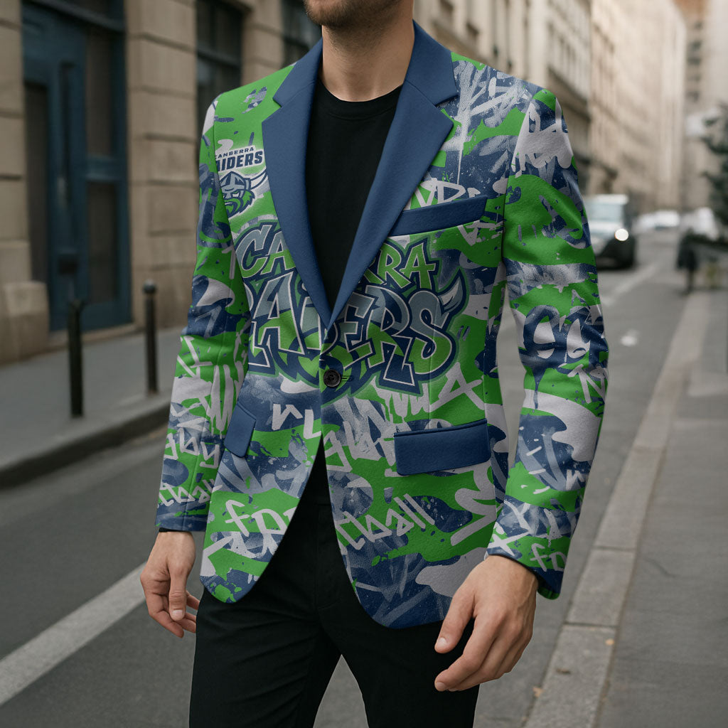 Canberra Raiders Rugby Blazer Graffiti Typography Urban Camo Abstract Street Style