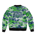 Canberra Raiders Rugby Bomber Jacket Graffiti Typography Urban Camo Abstract Street Style