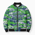 Canberra Raiders Rugby Bomber Puffer Jacket Graffiti Typography Urban Camo Abstract Street Style