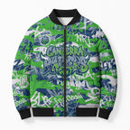 Canberra Raiders Rugby Bomber Puffer Jacket Graffiti Typography Urban Camo Abstract Street Style