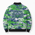 Canberra Raiders Rugby Bomber Puffer Jacket Graffiti Typography Urban Camo Abstract Street Style