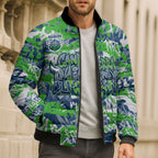 Canberra Raiders Rugby Bomber Puffer Jacket Graffiti Typography Urban Camo Abstract Street Style