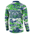 Canberra Raiders Rugby Button Sweatshirt Graffiti Typography Urban Camo Abstract Street Style