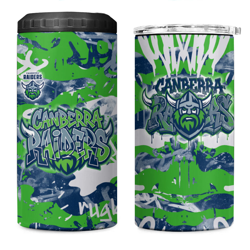 Canberra Raiders Rugby 4 in 1 Can Cooler Tumbler Graffiti Typography Urban Camo Abstract Street Style
