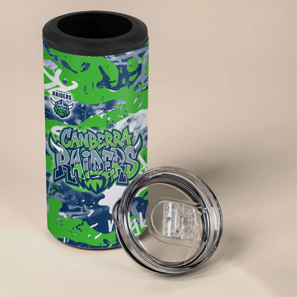 Canberra Raiders Rugby 4 in 1 Can Cooler Tumbler Graffiti Typography Urban Camo Abstract Street Style
