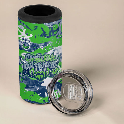 Canberra Raiders Rugby 4 in 1 Can Cooler Tumbler Graffiti Typography Urban Camo Abstract Street Style