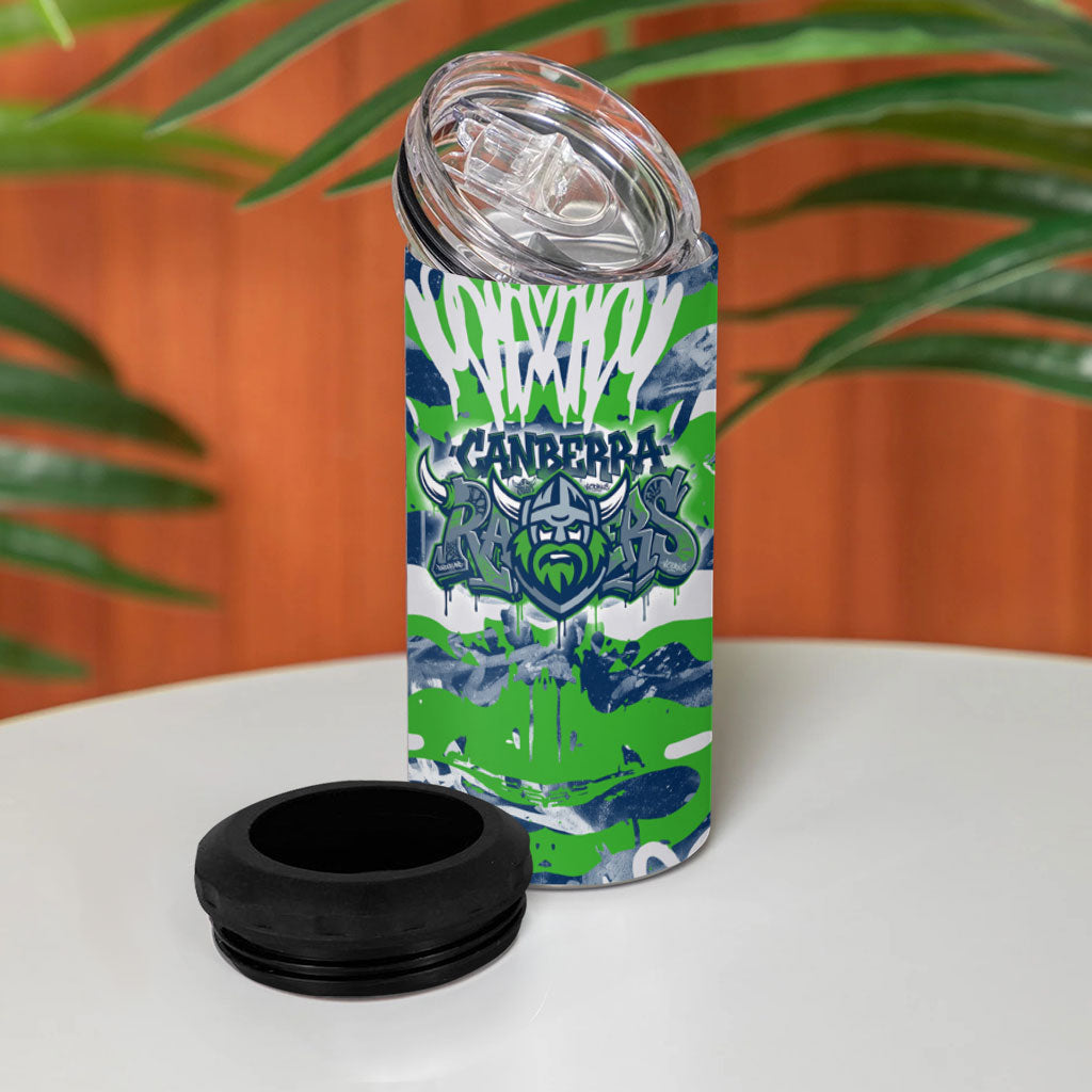 Canberra Raiders Rugby 4 in 1 Can Cooler Tumbler Graffiti Typography Urban Camo Abstract Street Style