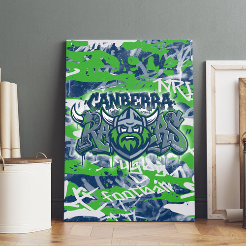 Canberra Raiders Rugby Canvas Wall Art Graffiti Typography Urban Camo Abstract Street Style