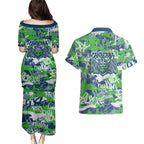 Canberra Raiders Rugby Couples Matching Puletasi and Hawaiian Shirt Graffiti Typography Urban Camo Abstract Street Style
