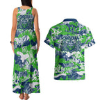 Canberra Raiders Rugby Couples Matching Tank Maxi Dress and Hawaiian Shirt Graffiti Typography Urban Camo Abstract Street Style