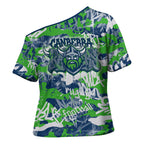Canberra Raiders Rugby Cross Shoulder Shirt Graffiti Typography Urban Camo Abstract Street Style