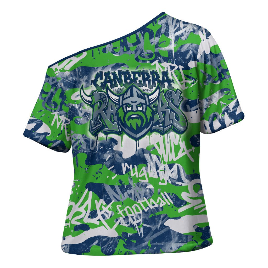 Canberra Raiders Rugby Cross Shoulder Shirt Graffiti Typography Urban Camo Abstract Street Style