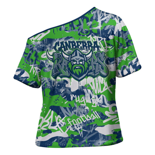 Canberra Raiders Rugby Cross Shoulder Shirt Graffiti Typography Urban Camo Abstract Street Style