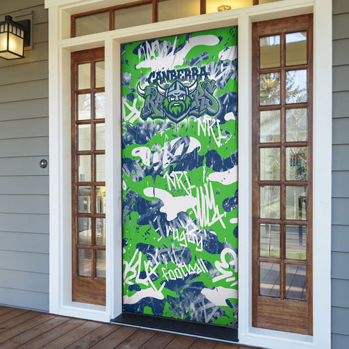 Canberra Raiders Rugby Door Cover Graffiti Typography Urban Camo Abstract Street Style