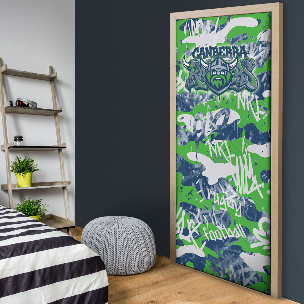 Canberra Raiders Rugby Door Cover Graffiti Typography Urban Camo Abstract Street Style