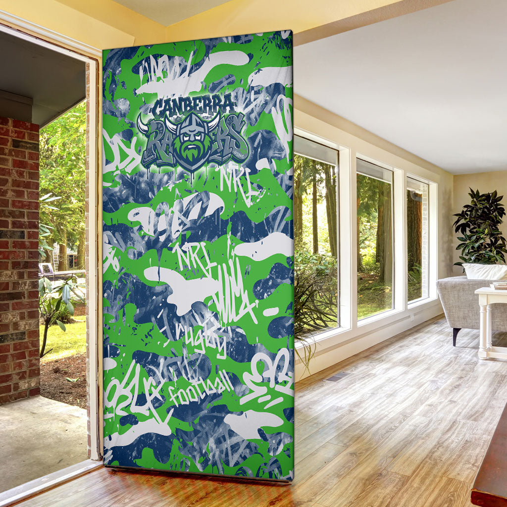 Canberra Raiders Rugby Door Cover Graffiti Typography Urban Camo Abstract Street Style