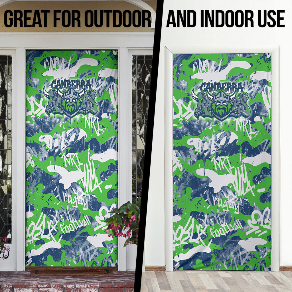 Canberra Raiders Rugby Door Cover Graffiti Typography Urban Camo Abstract Street Style