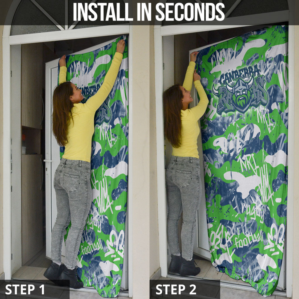 Canberra Raiders Rugby Door Cover Graffiti Typography Urban Camo Abstract Street Style