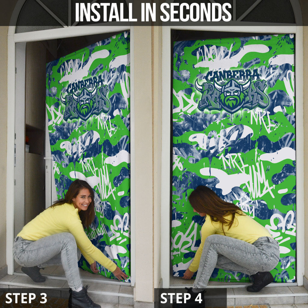 Canberra Raiders Rugby Door Cover Graffiti Typography Urban Camo Abstract Street Style