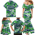 Canberra Raiders Rugby Family Matching Mermaid Dress and Hawaiian Shirt Graffiti Typography Urban Camo Abstract Street Style