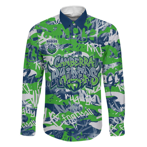Canberra Raiders Rugby Family Matching Mermaid Dress and Hawaiian Shirt Graffiti Typography Urban Camo Abstract Street Style