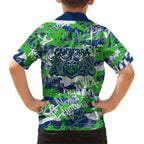 Canberra Raiders Rugby Family Matching Off Shoulder Maxi Dress and Hawaiian Shirt Graffiti Typography Urban Camo Abstract Street Style