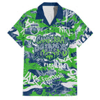 Canberra Raiders Rugby Family Matching Off Shoulder Maxi Dress and Hawaiian Shirt Graffiti Typography Urban Camo Abstract Street Style