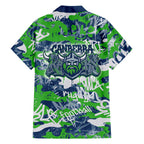 Canberra Raiders Rugby Family Matching Off Shoulder Maxi Dress and Hawaiian Shirt Graffiti Typography Urban Camo Abstract Street Style