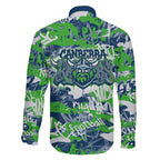 Canberra Raiders Rugby Family Matching Off Shoulder Maxi Dress and Hawaiian Shirt Graffiti Typography Urban Camo Abstract Street Style