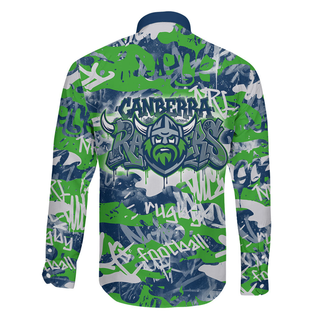 Canberra Raiders Rugby Family Matching Off Shoulder Maxi Dress and Hawaiian Shirt Graffiti Typography Urban Camo Abstract Street Style