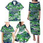 Canberra Raiders Rugby Family Matching Puletasi and Hawaiian Shirt Graffiti Typography Urban Camo Abstract Street Style