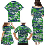 Canberra Raiders Rugby Family Matching Puletasi and Hawaiian Shirt Graffiti Typography Urban Camo Abstract Street Style